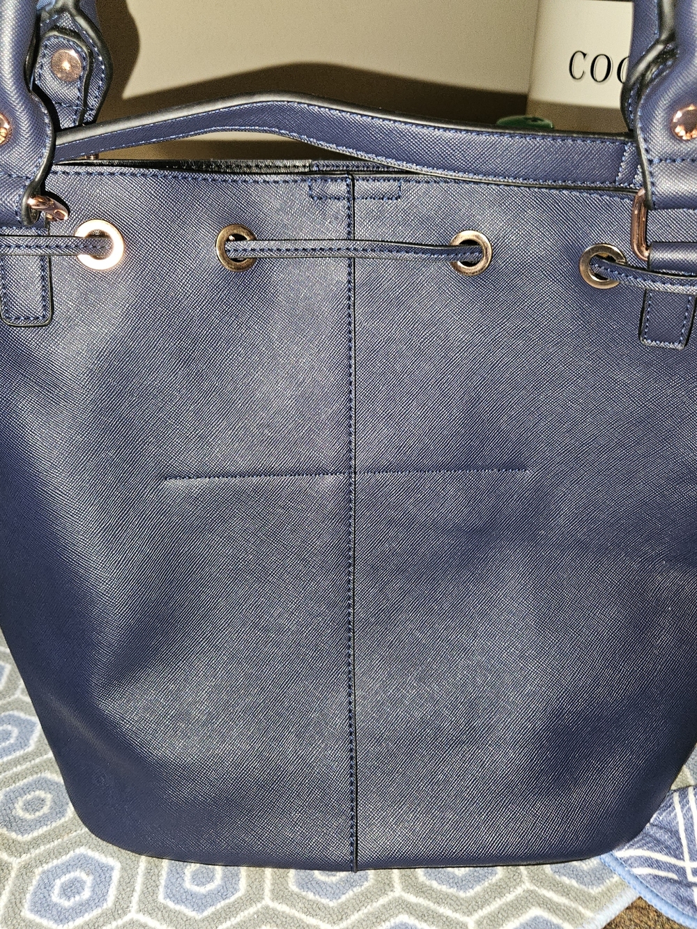 Dune London Navy Blue Bucket Bag with Rose Gold-Tone/Copper Hardware NWOT - Picture 14 of 16